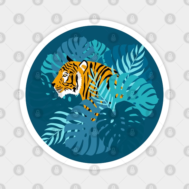 Jungle Tigers - Blue Magnet by latheandquill